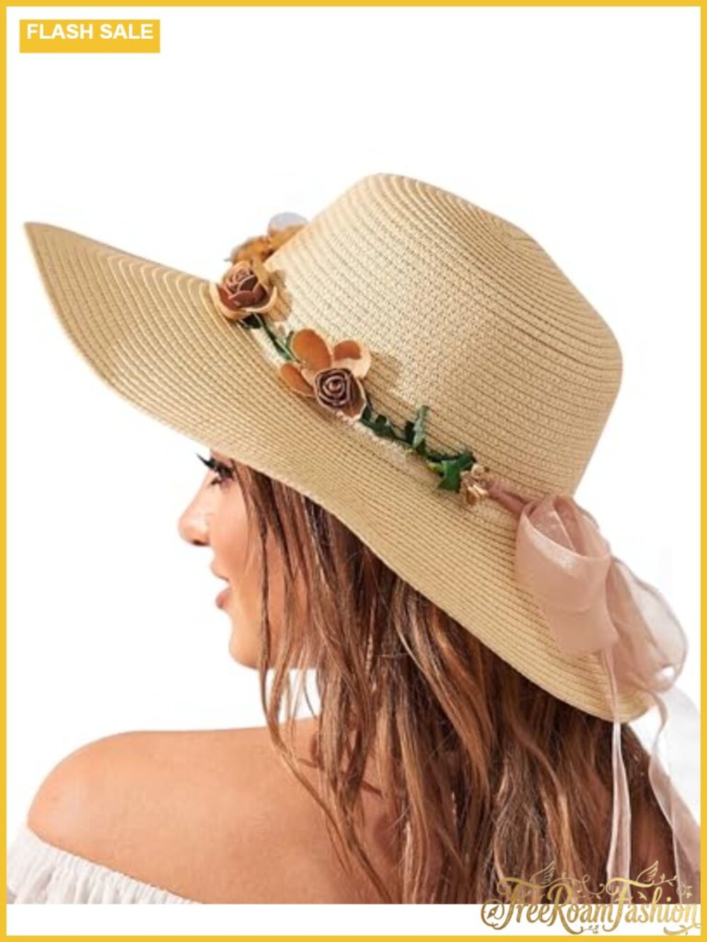 Wide Brim Sun Hat Straw Polyester UPF 50+ Foldable Beach Hat